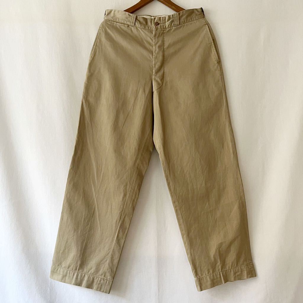 56 year the US armed forces the truth thing M-45 khaki urine element button chinos W32 Vintage 50s 50 period US ARMY M45chi nose trousers original Vintage 