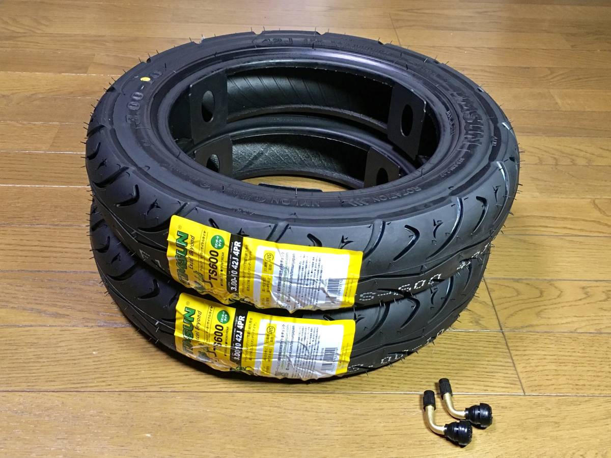 ★新品 2本セット ティムソン 3.00-10 前後 TS600 Ｌバルブ２個付 10インチ TS600 3.00-10 F/R 42J 4PR TL ★_画像1