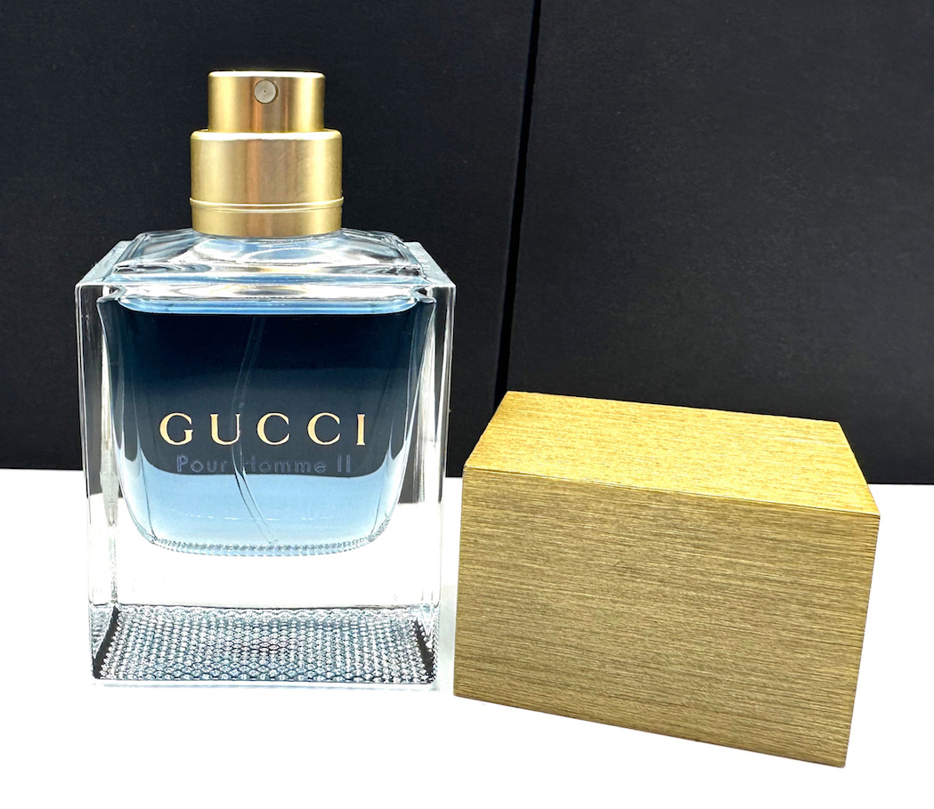 * Gucci perfume *GUCCI POUR HOMME II EDT.1.7FL.OZ. 50ml * breaking the seal exhibition USED/ remainder amount approximately 99% * approximately 49.5ml/ ground under cold . warehouse storage / box less * records out of production * hard-to-find goods 