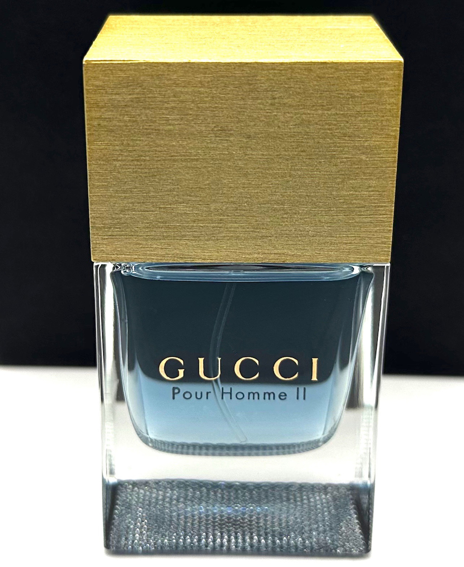 * Gucci perfume *GUCCI POUR HOMME II EDT.1.7FL.OZ. 50ml * breaking the seal exhibition USED/ remainder amount approximately 99% * approximately 49.5ml/ ground under cold . warehouse storage / box less * records out of production * hard-to-find goods 