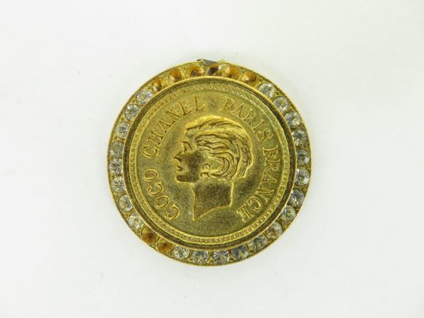 CHANEL Chanel монета верх подвеска с цепью GP 95P печать модный Gold цвет Vintage 