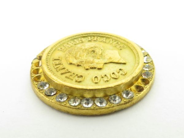 CHANEL Chanel монета верх подвеска с цепью GP 95P печать модный Gold цвет Vintage 