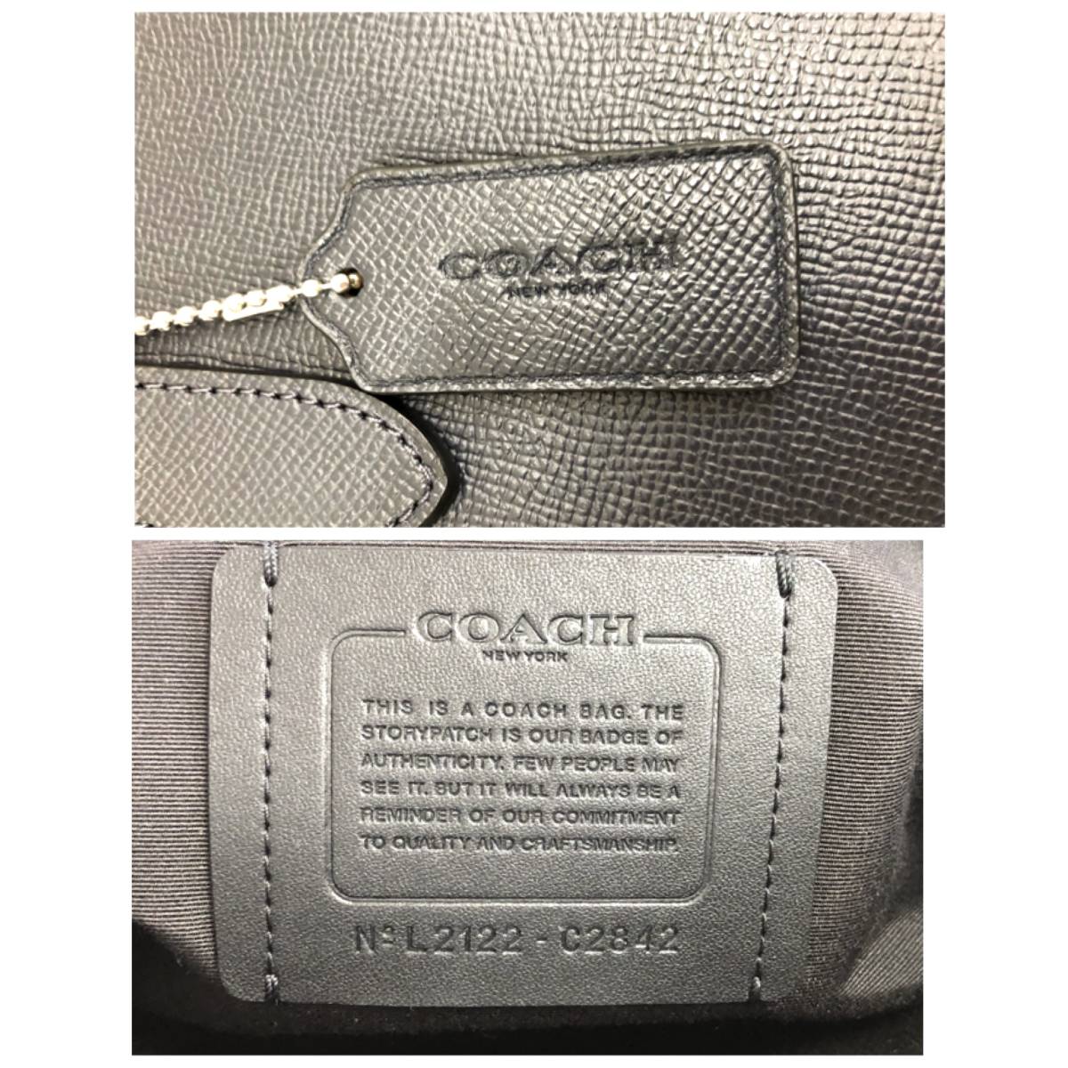 極美品★COACH コーチ★C2842 レザー 2WAY トートバッグ ショルダーバッグ レディース ブラック系_画像9