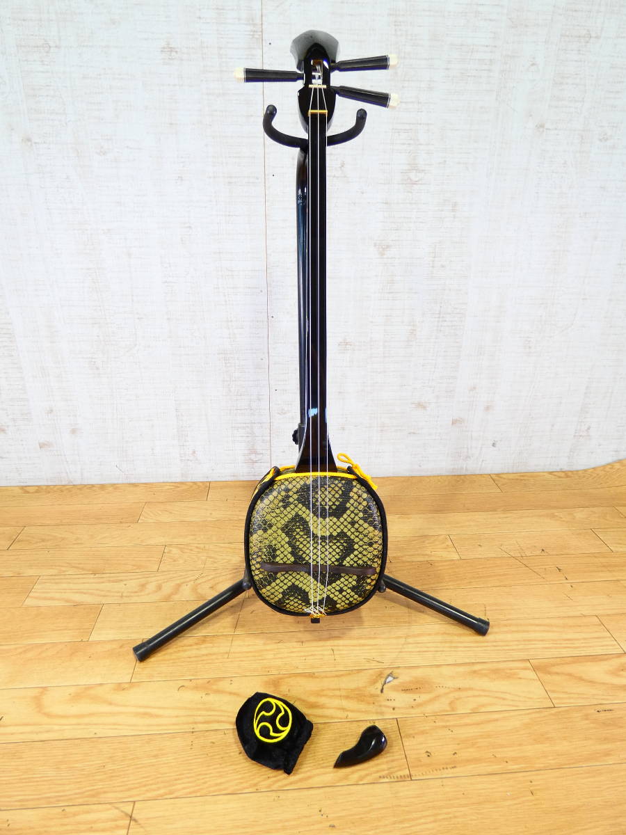 USED!メーカー不明三線☆沖縄/民族楽器/ケース付/民謡※現状品@120(7