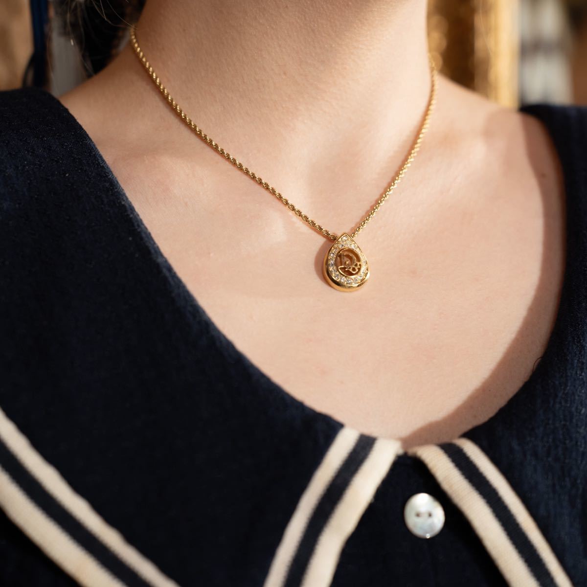 新着 Dior Christian LOGO NECKLACE/クリスチャンディオールロゴクリア