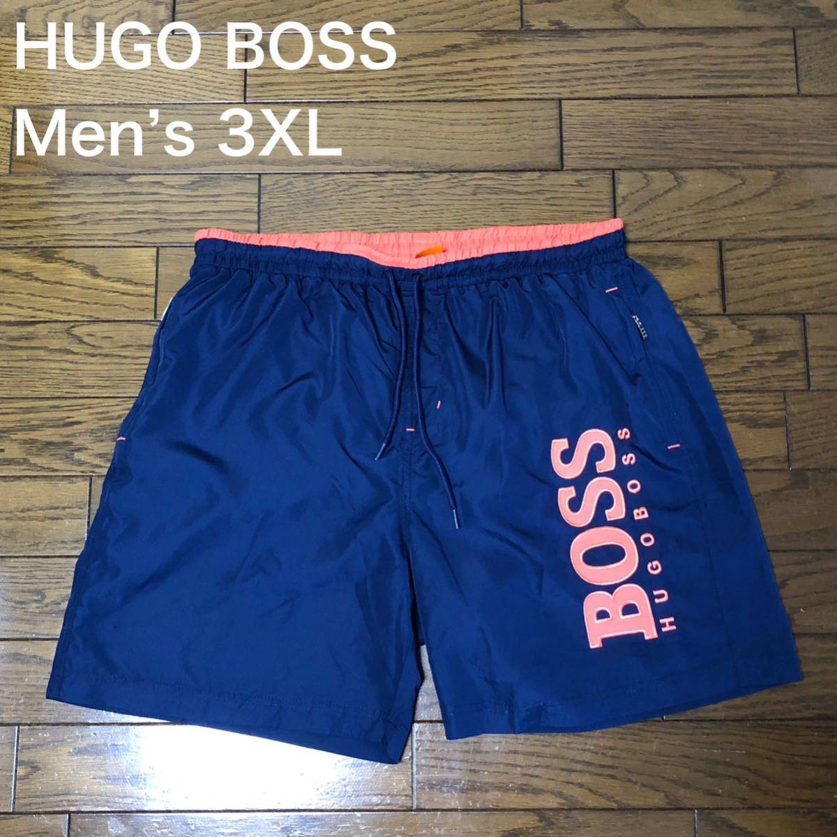 【送料無料】HUGO BOSS 水着　ネイビーオレンジ　　メンズ3XLサイズ　ヒューゴボススイムウェア洗濯済み