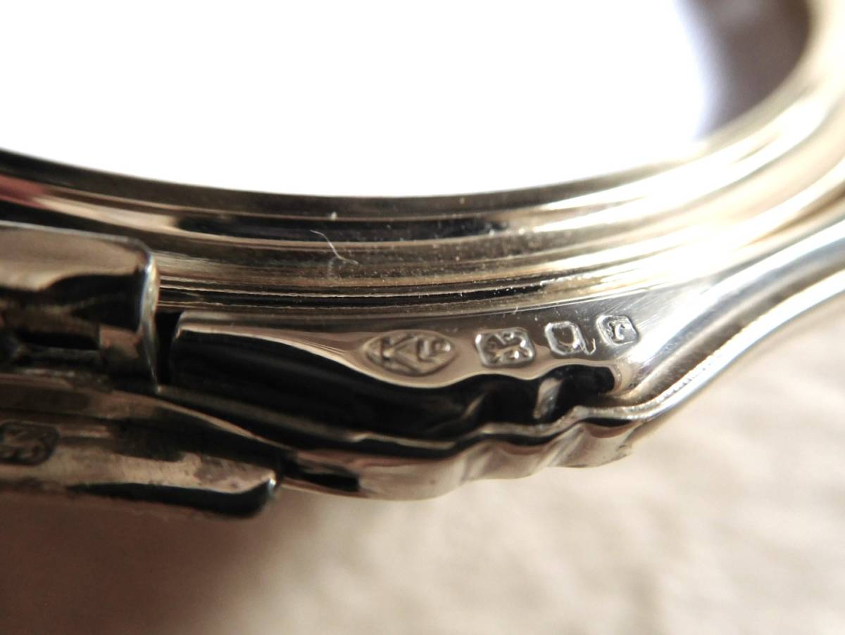 １９７２年英国ロンドン９２５スターリングシルバー銀未使用コンパクトミラー手鏡　イギリスヴィンテージ_画像3