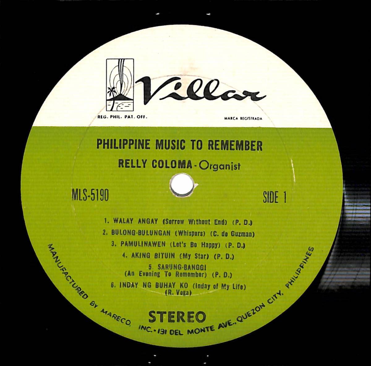 d5985/LP/フィリピン盤/Relly Coloma/Philippine Music To Remember_画像3