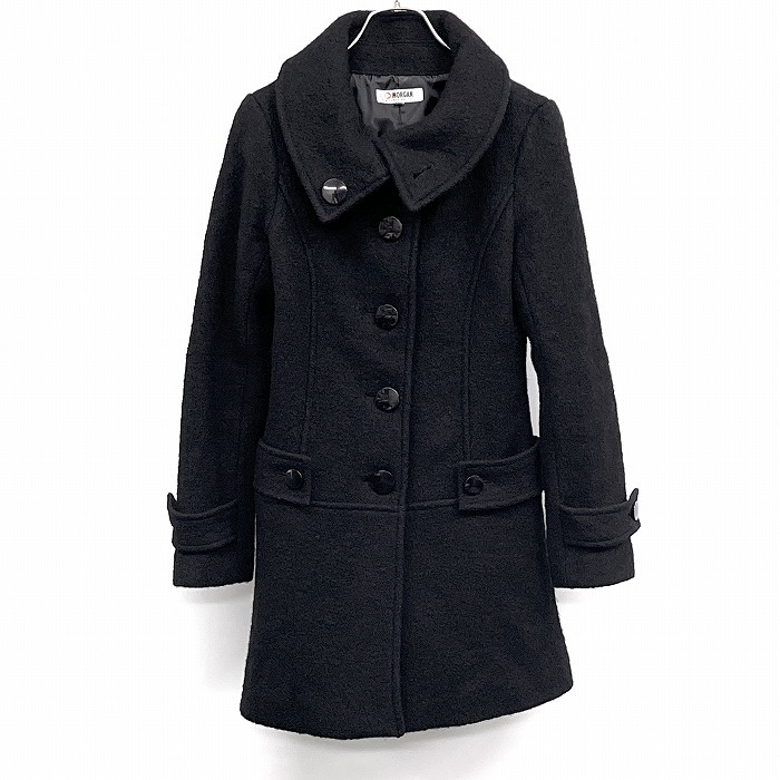 Morgan MORGAN пальто длинный рукав кнопка останавливать подкладка имеется ворсистый одноцветный тонкий Fit длинный рукав шерсть 100% 36 черный чёрный женский 