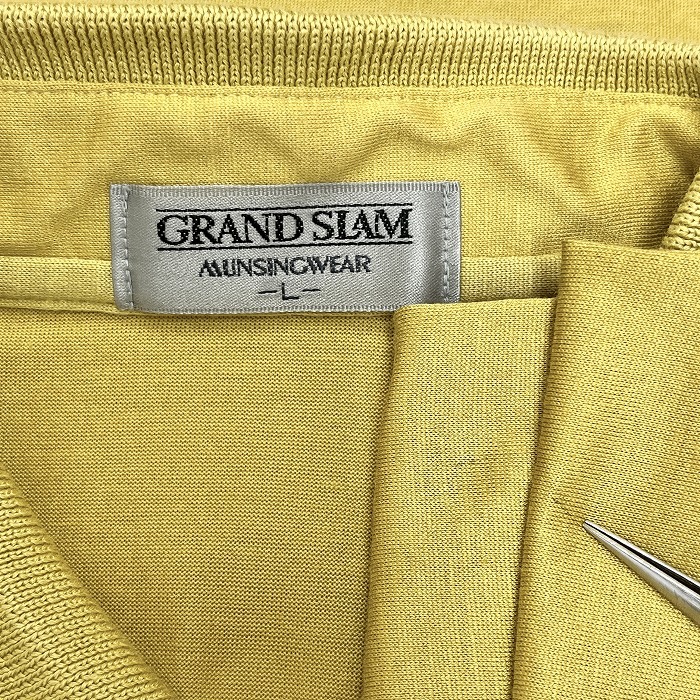マンシングウェア グランドスラム Munsingwear Grand Slam ポロシャツ 半袖 ポケット Tシャツ生地 日本製 綿100% L 杢イエロー系 メンズ_画像3