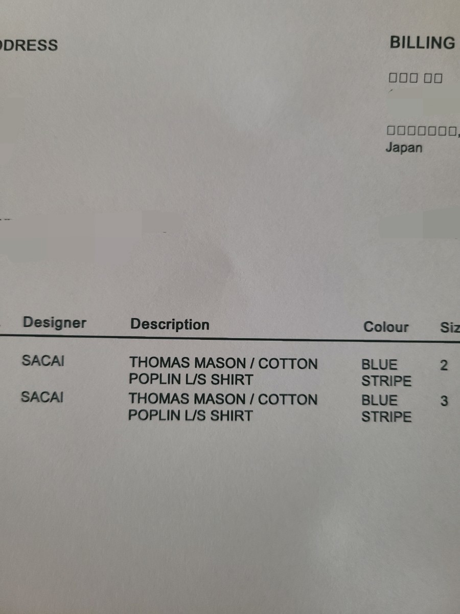 sacai Thomas Mason Cotton Poplin L/S Shirt ストライプ シャツ