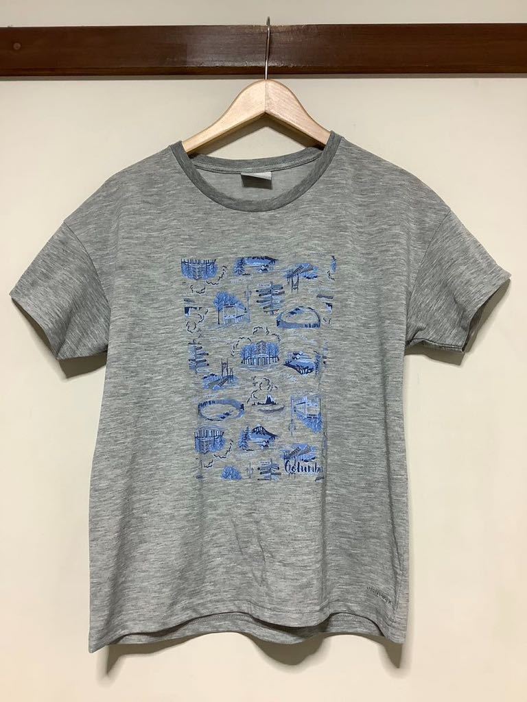 む1188 Columbia コロンビア プリントTシャツ 半袖ドライTシャツ L レディース グレー OMNI-WICK_画像1