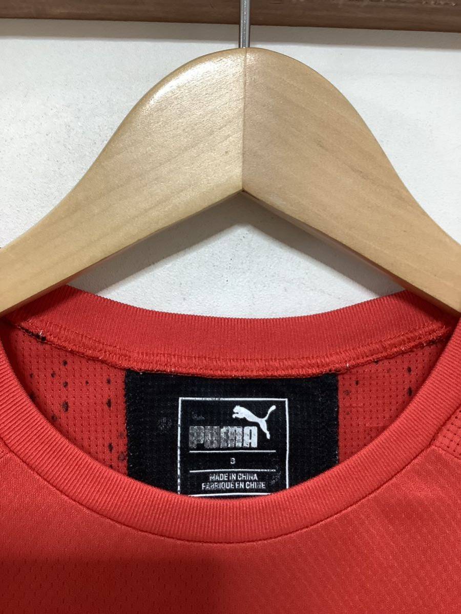 ほ1190 PUMA プーマ メッシュTシャツ トレーニングウェア S 半袖Tシャツ プラクティス レッド/ブラック ドライ 速乾 ロゴ刺繍_画像3