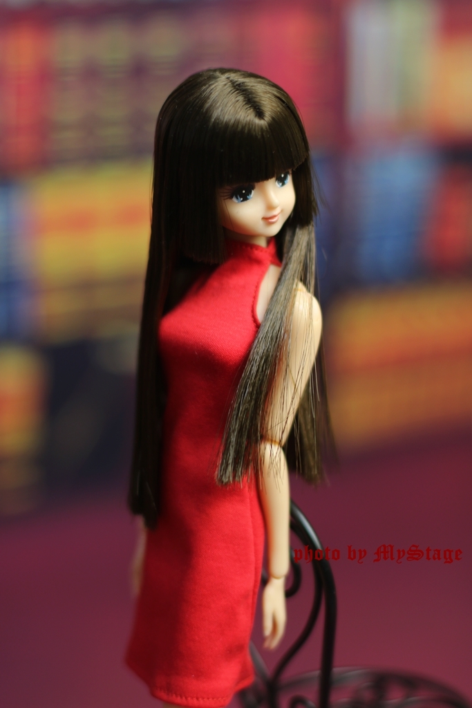 人形服2307-201　ボルタ-ネックドレス（赤）　momoko、ジェニー、OBITSUボディ、MISAKI_画像4