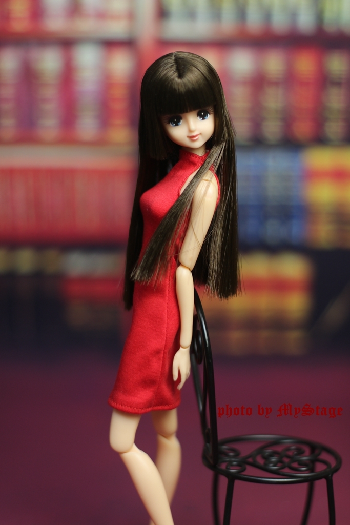 人形服2307-201　ボルタ-ネックドレス（赤）　momoko、ジェニー、OBITSUボディ、MISAKI_画像2