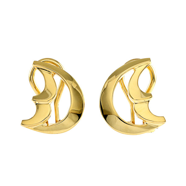  Tiffany paroma* Picasso Crescent moon L sa* Pele tiK18YG yellow gold earrings used 