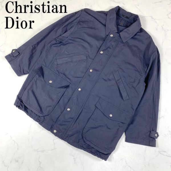 LA7319 クリスチャンディオール ブルゾンジャンパー 紺ネイビー Christian Dior 撥水加工 ハーフコート L