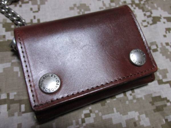 * Harley Davidson oil do leather chain wallet tea 