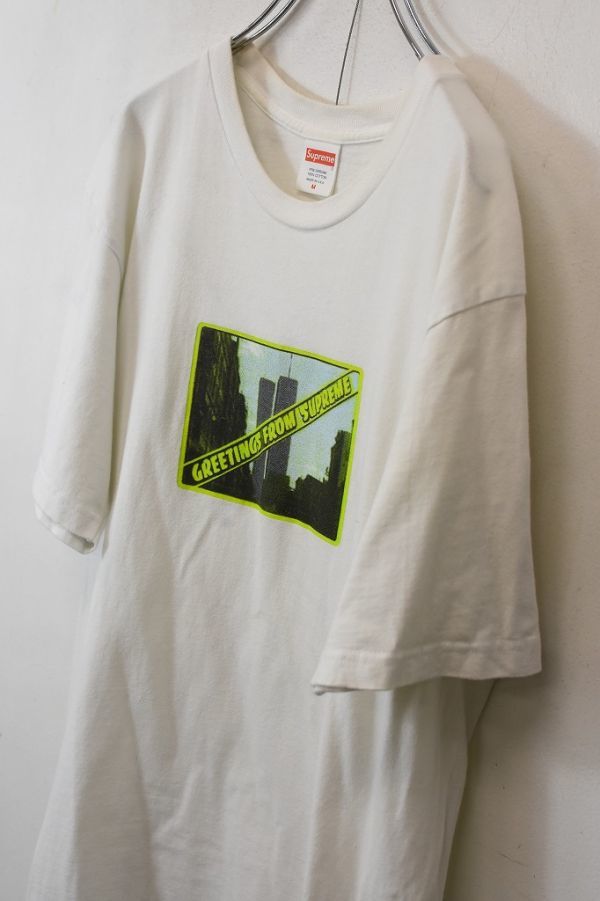 2321 SUPREME シュプリーム メンズ クルーネック プリント GREETINGS FROM SUPREME 半袖 Tシャツ トップス コットン100 ホワイト M_画像2