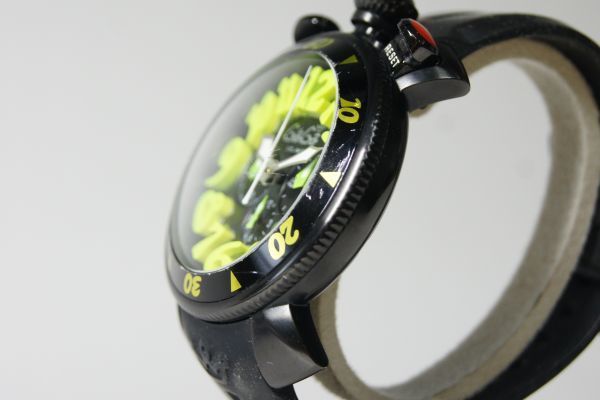 動作OK】ガガミラノ GAGA MILANO マヌアーレ 48mm MM48 クロノグラフ メンズ ラバーベルト 腕時計
