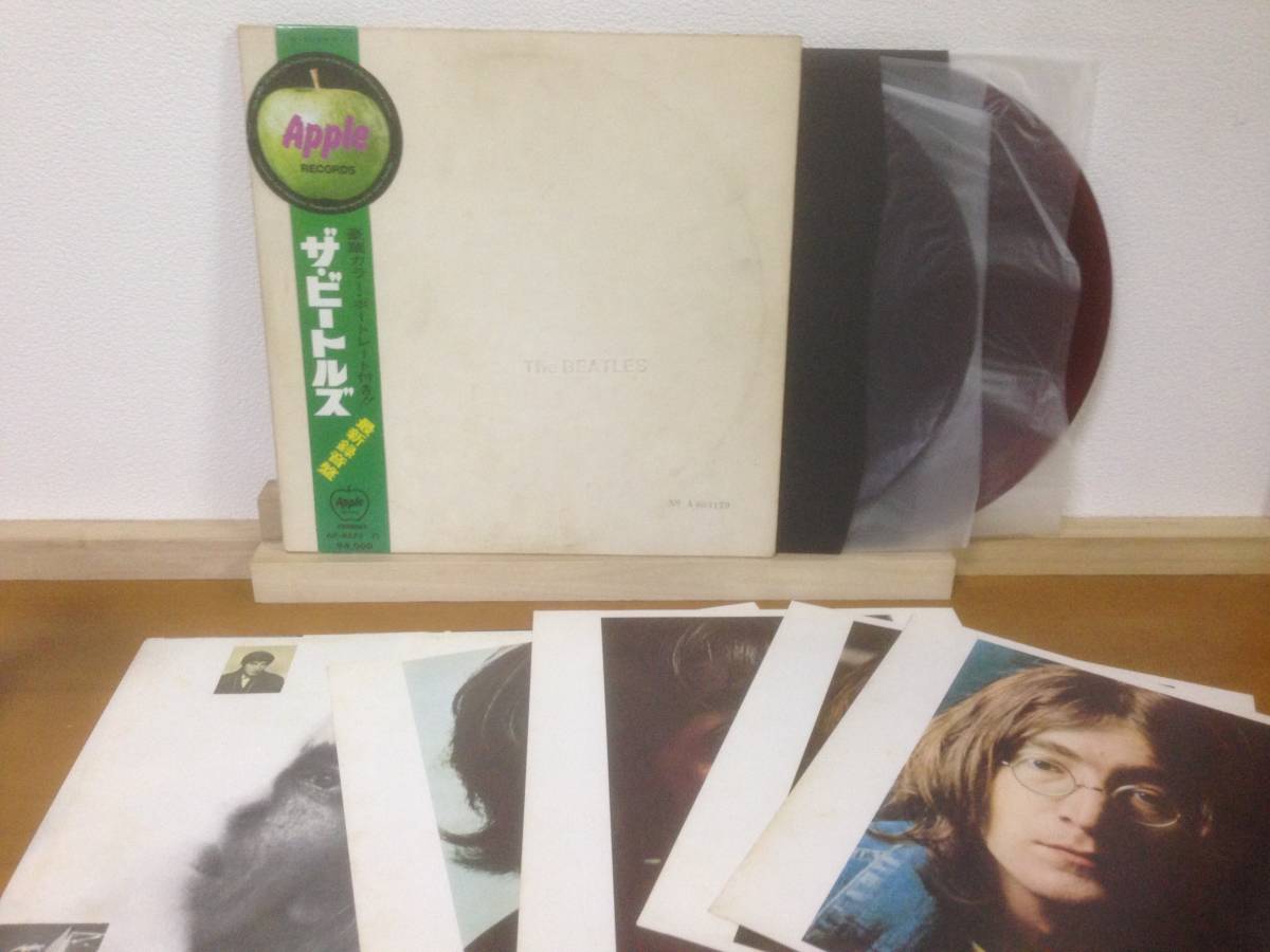 ローナンバー3000番台 帯付 赤盤 2LP ビートルズ ホワイトアルバム THE BEATLES AP-8570/1 APPLE 丸帯 WHITE ALBUM RED VINYLの画像1