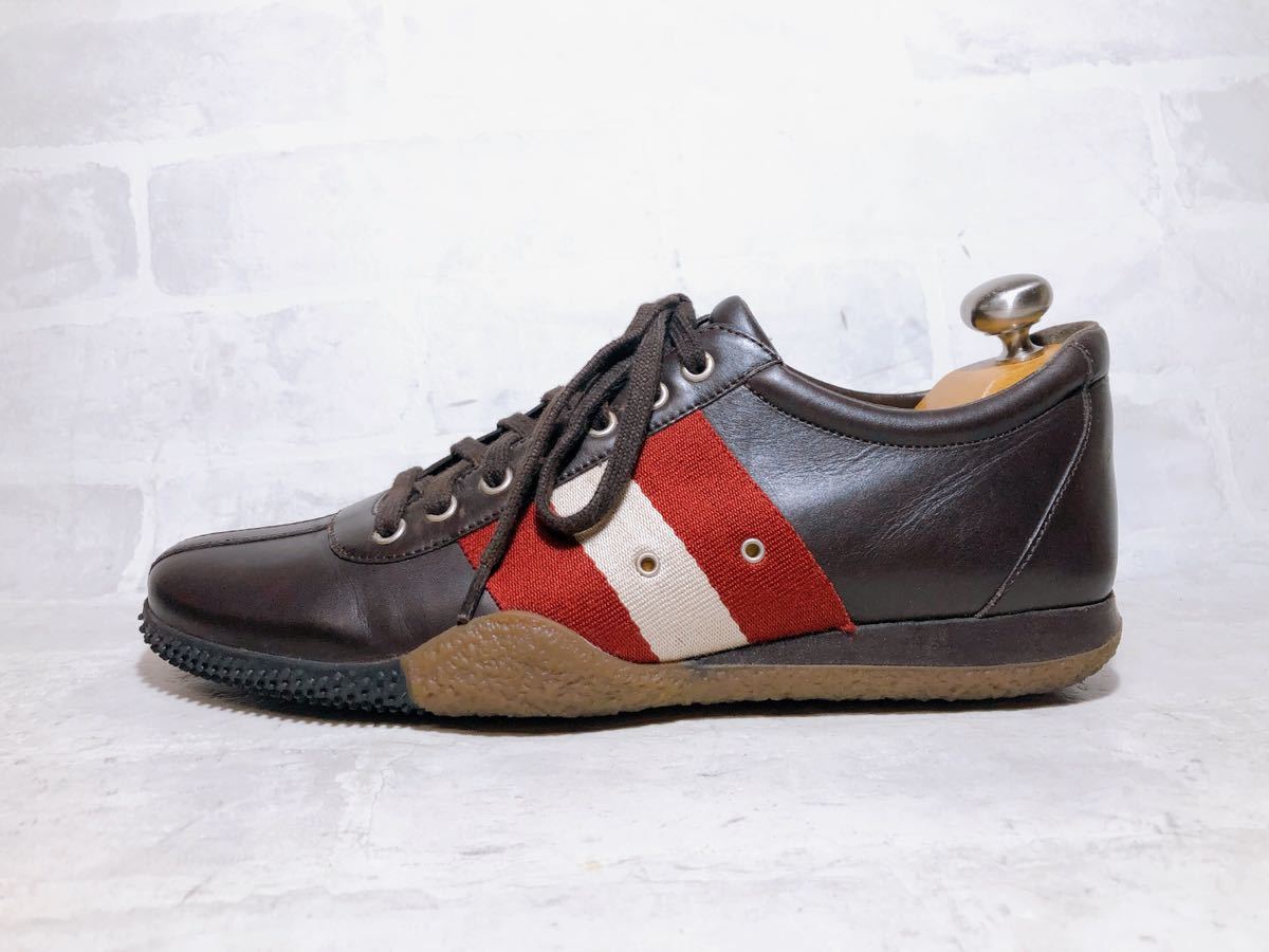 2色) BALLY 23AW STEWY レザースニーカー 極美品】BALLY バリー 高級 レザースニーカー 本革 レザー 茶 38