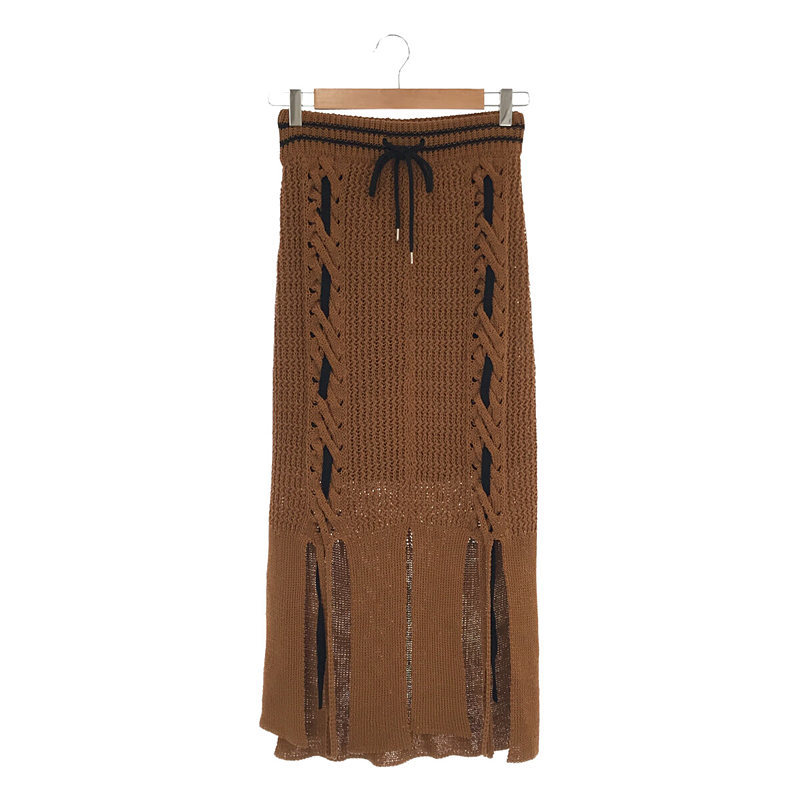 【美品】 malamute / マラミュート | braid slit skirt スカート | S | ライトブラウン | レディース_画像1