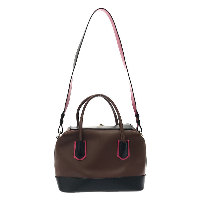 [ beautiful goods ] EMPORIO ARMANI / Emporio Armani | leather Mini Boston 2way shoulder bag handbag | Brown / black /