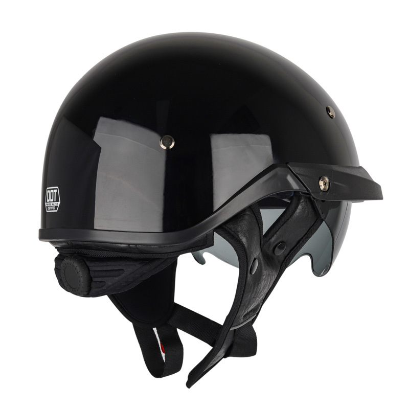ハーフヘルメット 新品 半キャップヘルメット 内蔵ゴーグル 収納可 調整可能 DOT安全認証 SOMAN H3 黒　サイズ：L_画像3
