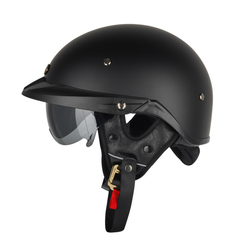  полушлем новый товар semi-cap шлем встроенный защитные очки место хранения возможно регулировка возможность DOT безопасность засвидетельствование SOMAN H3 матовый черный размер :XL