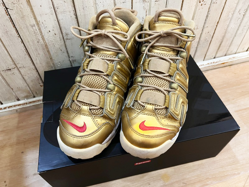 NIKE × Supreme/ナイキ シュプリーム AIR MORE UPTEMPO エアモアアップテンポ 27.5cm ゴールド モアテン メンズ スニーカー 箱有★