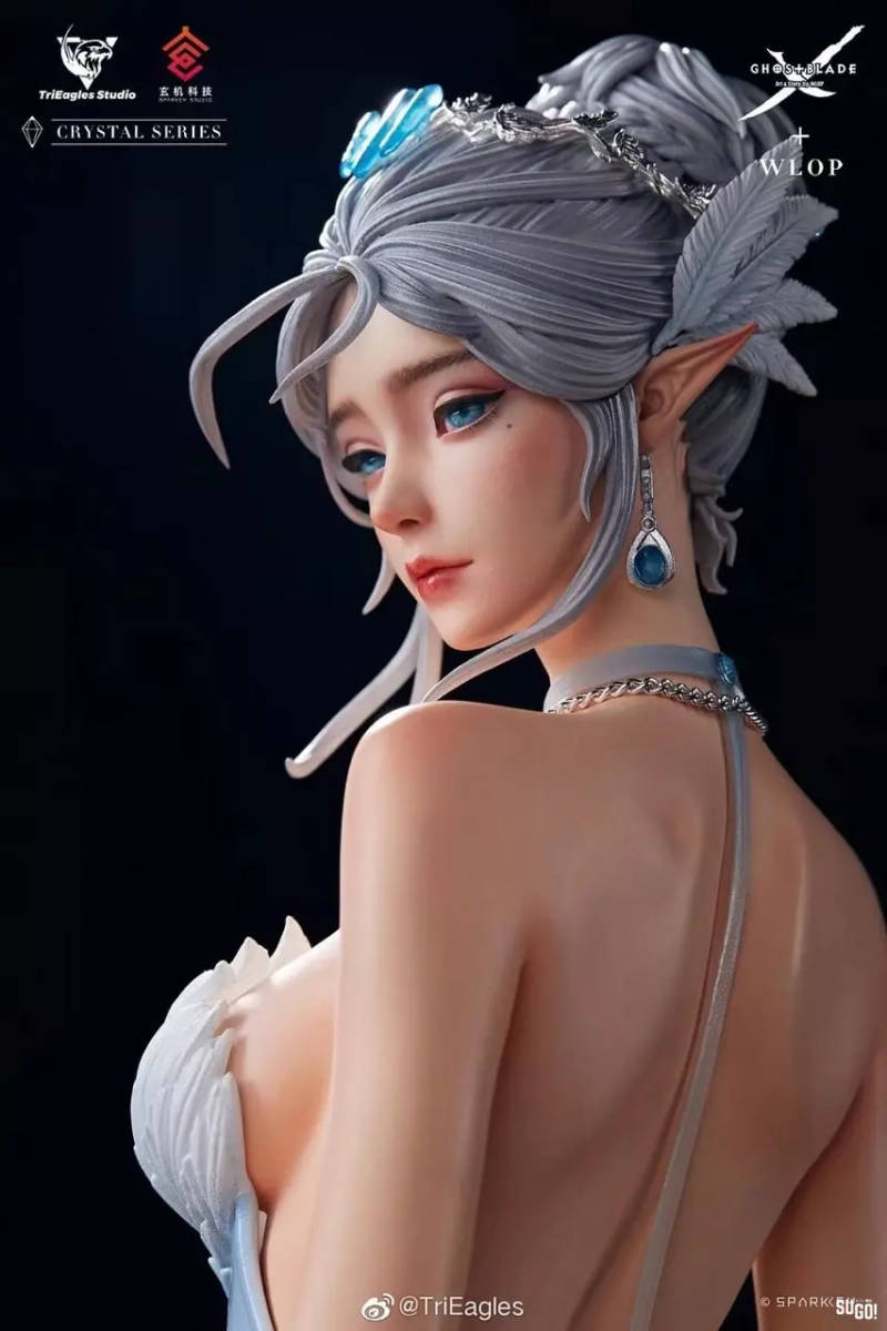 TriEagles x WLOP Studio Licensed Ghostblade Glance 白いドレスバージョン（傷のある背中）1/4 Scale Statue