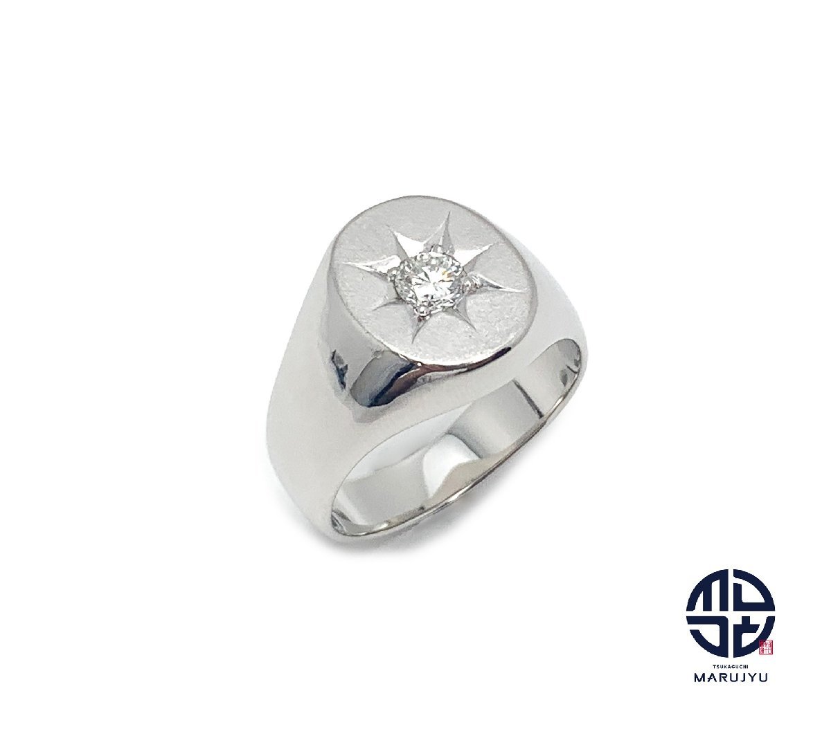 PM Pm プラチナ ダイヤモンド 0.40ct 印台 メンズ リング 指輪 約24号 アクセサリー_画像1