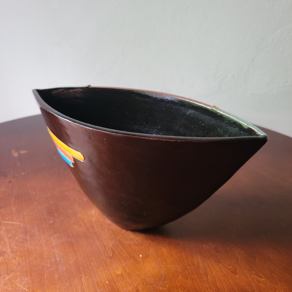 池坊花器 レトロ ヴィンテージ品美しい色合い 正昭作品 ヴィンテージ 豪華 いけばな 池坊 作家陶器 華道師範所蔵品 変形花器 Japanese