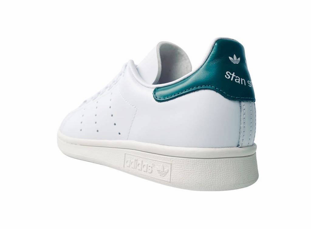 デッド!! 希少!! 18年 adidas stan smith BD7432 スタンスミス ガラスレザー 白 x 緑 天然皮革 us 8 / 26 ㎝_画像6