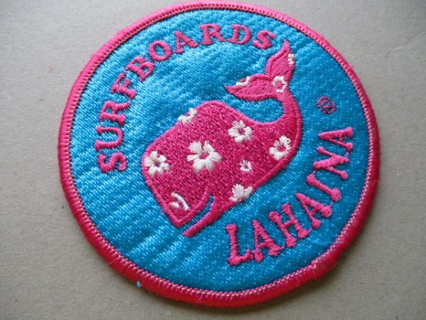 90s SURFBOARDS LAHAINA花クジラ ワッペン/くじら鯨ラハイナ大阪LOGOアメ村サーフィンSURFサーフSK8ロゴ海パッチPATCH波乗り V191_画像2