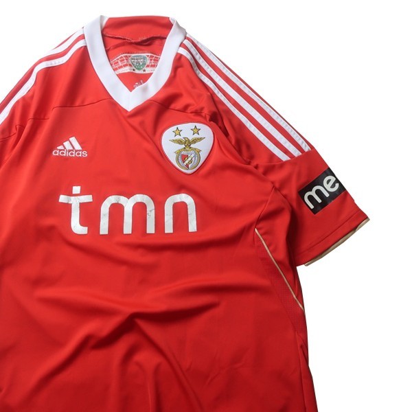 ポルトガルリーグ! adidas SLベンフィカ 2011 / 2012 tmn SAGRES サッカー ゲームシャツ ユニフォーム 半袖 レッド 赤 M メンズ 古着 希少_画像1