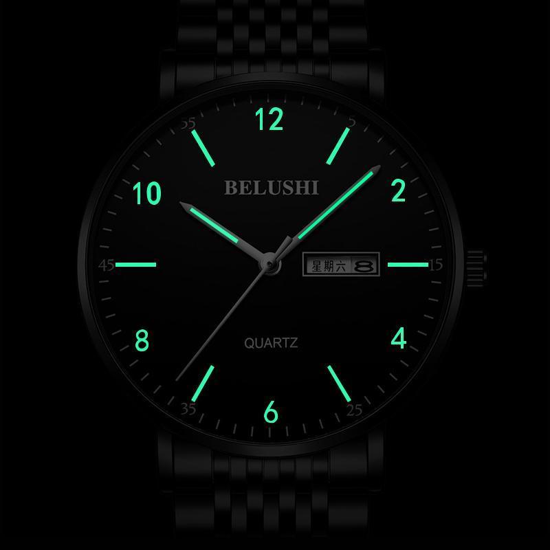 新品# Belushi ファッションの高級メンズ腕時計ステンレススチール防水日付クォーツ腕時計トップビジネスメンズ腕時計レロジオ masculino_画像4