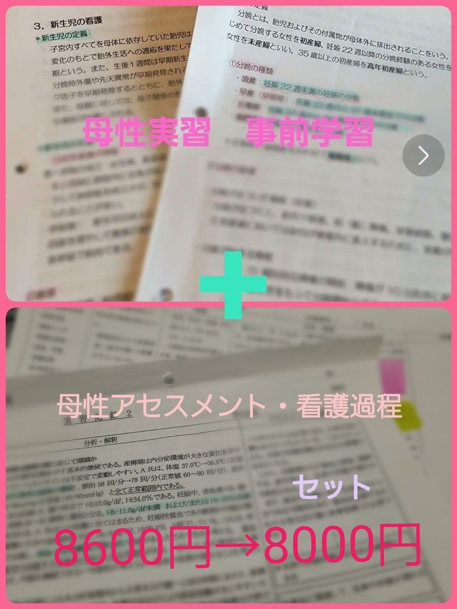 母性看護過程 看護実習+母性アセスメントセット 看護学生 Yahoo!フリマ