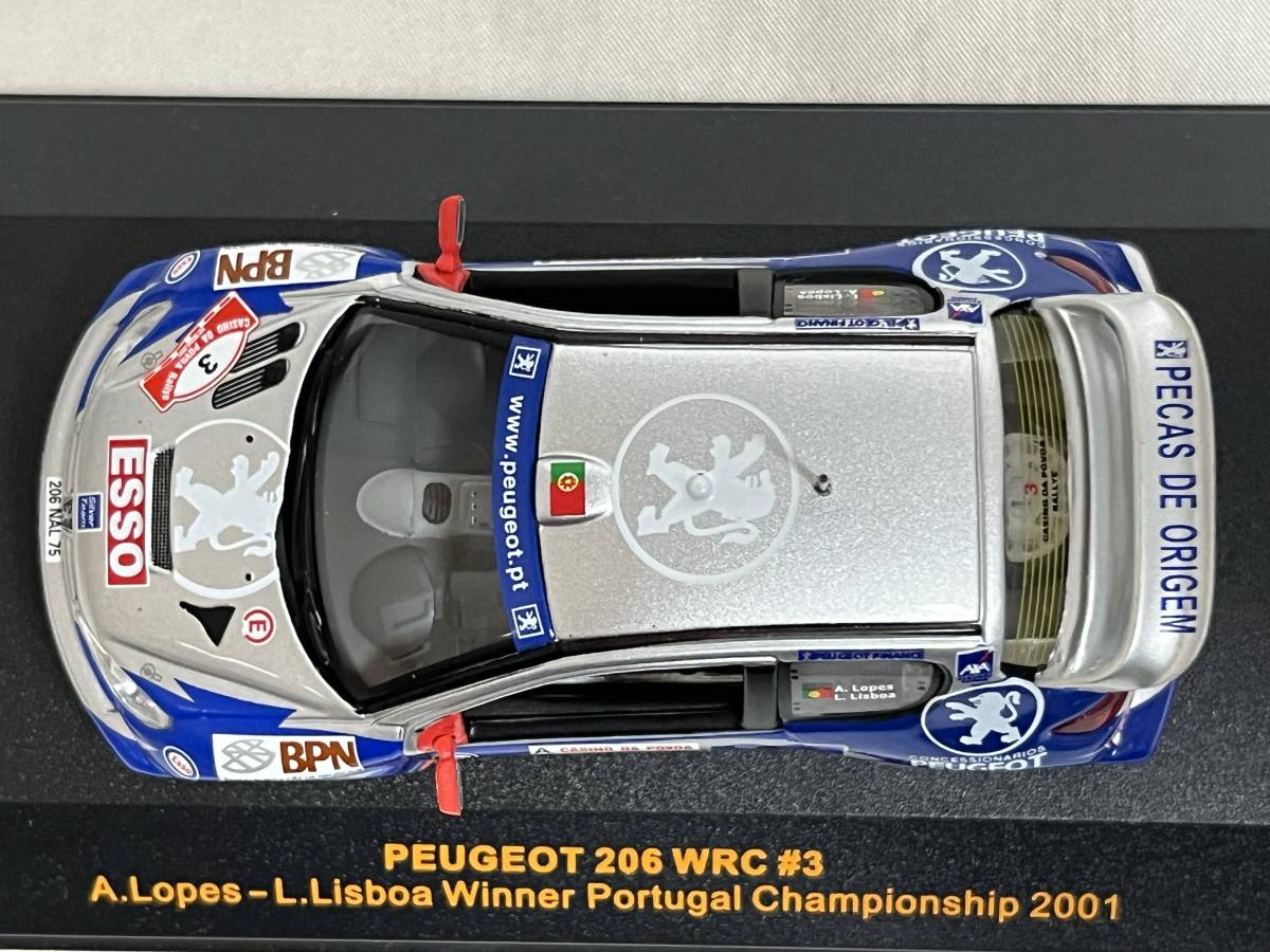 ixo 1/43 プジョー 206 WRC #3 2001 ポルトガル国内ラリー選手権 チャンピオン アドルツィロ・ロペス_画像8