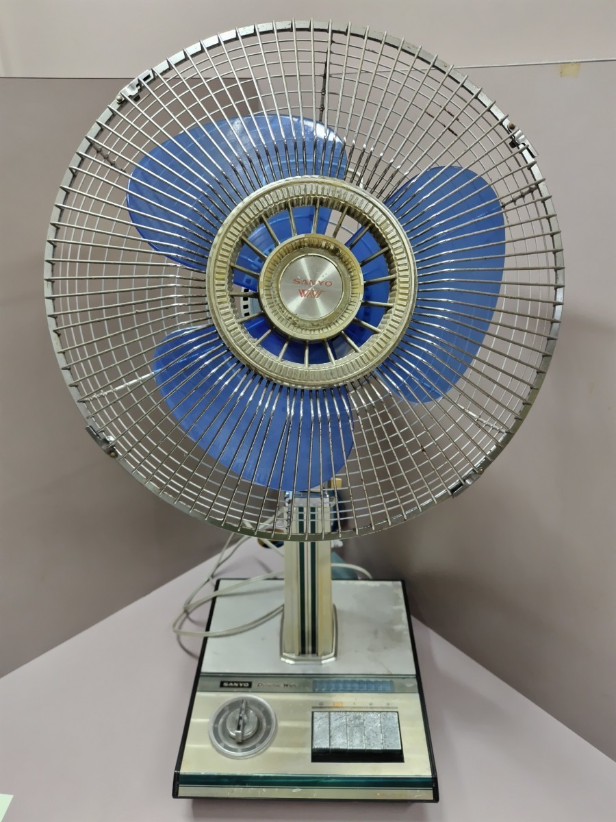 K:SANYO 三洋 扇風機 昭和レトロ 伸縮タイプ dynamic wide 動作確認 首