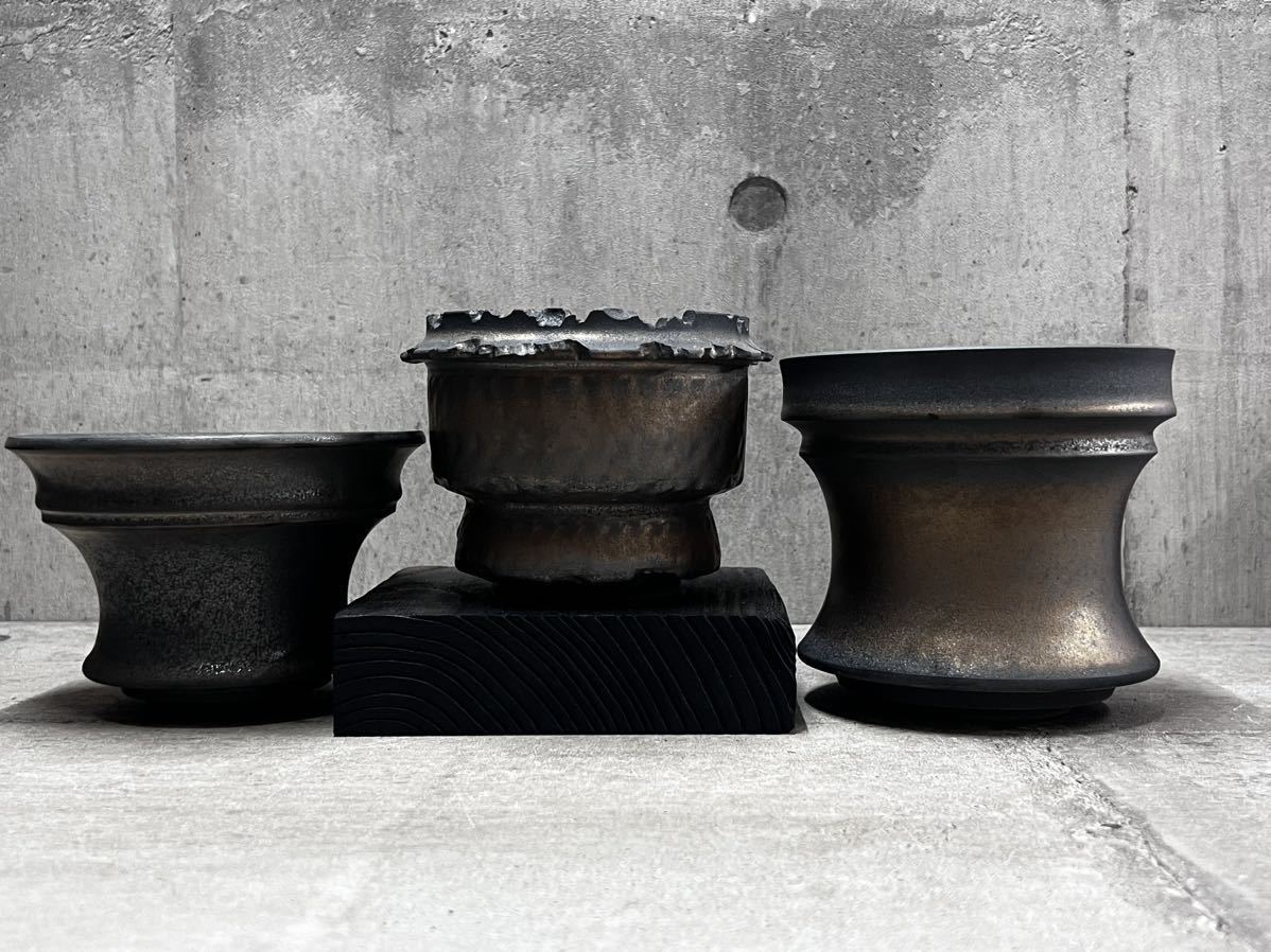 手作り 植木鉢 3点セット 黒土 陶器検索(カタチ製作所 RLF 塊根植物