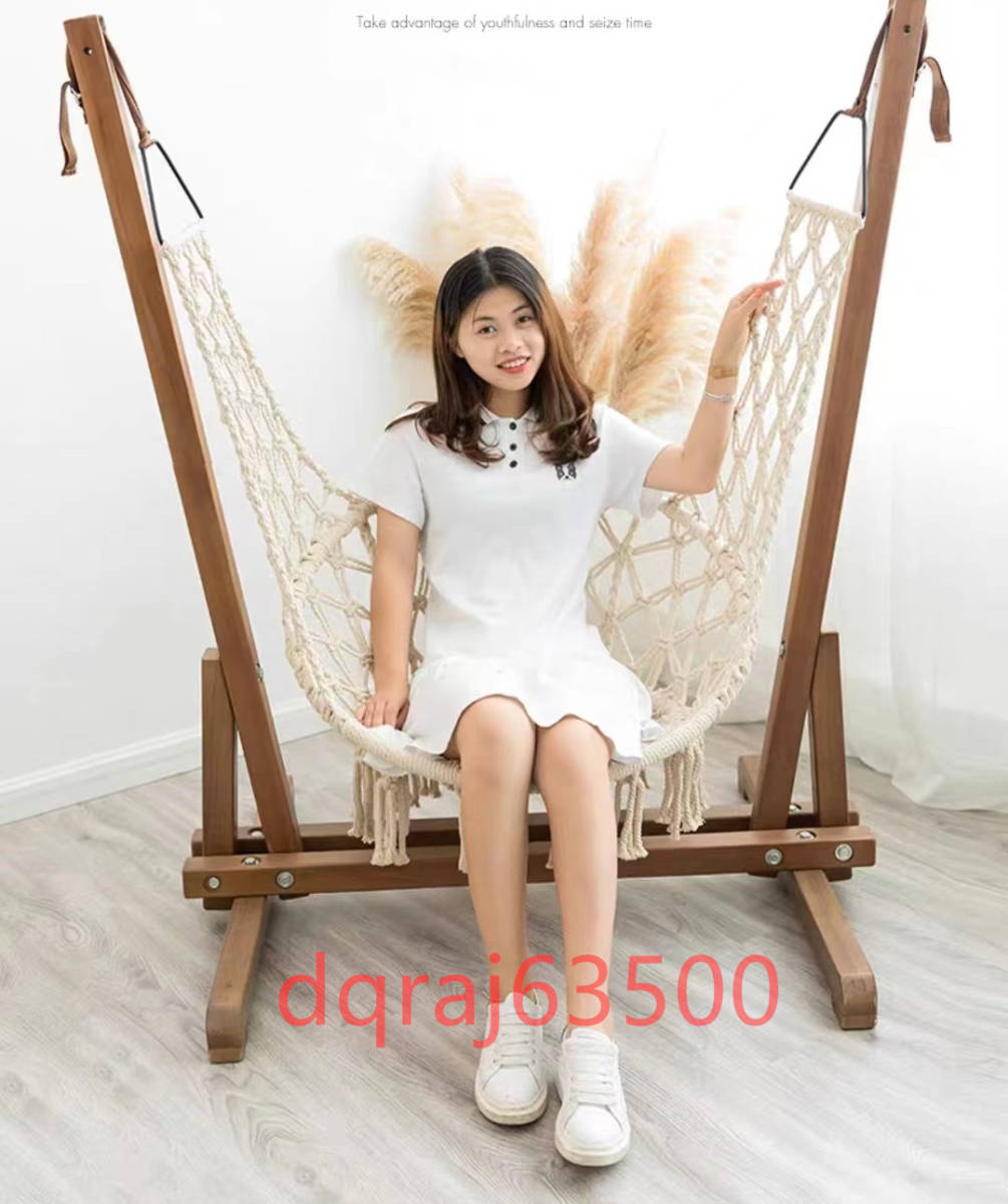 超人気★吊りつる椅子 ダブル 自然木製スイングチェア　 室内 ハンモック 子供ぶらんこ