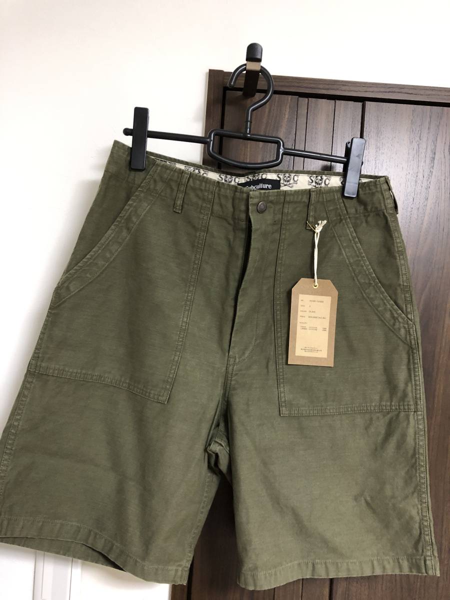 希少新品3 サブカルチャーSC SUBCULTURE FATIGUE PANTS SHORTS OLIVE