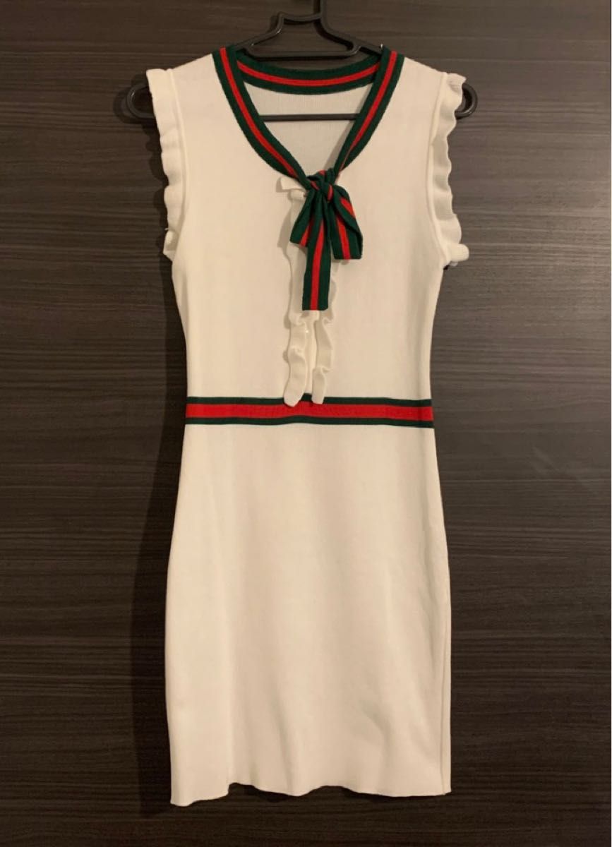 GUCCI風 グッチ風 ニットノースリーブミニワンピース ニット GUCCI風 グッチ風 ニットノースリーブミニワンピース ニット