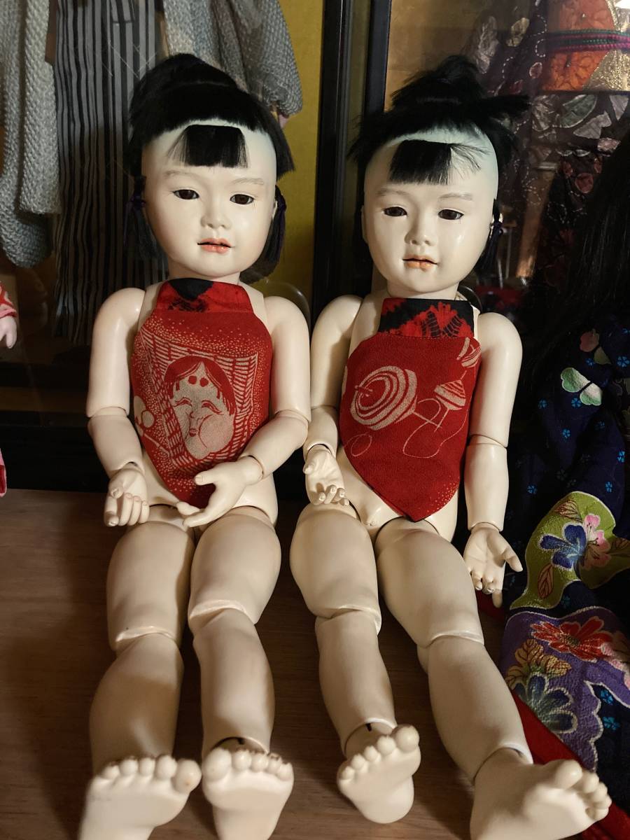 美品　抱き人形　双子男の子　三つ折れ人形　三ツ折 市松人形　球体関節人形　ドールハウス　作家不明　50cm_画像1