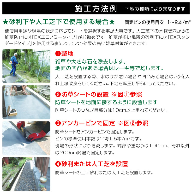 人工芝下用防草シート 幅1ｍ×長さ25ｍ厚さ0.35mm/人工芝下で半永久的 強度抜群 除草雑草 高密度不織布 安心の日本製 格安送料無料010383_画像3