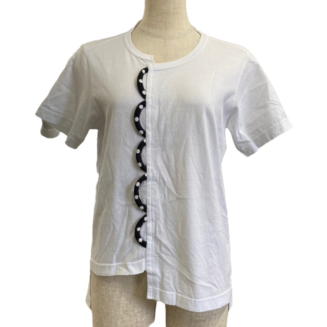 COMME des GARCONS コムデギャルソン Tシャツ トップス 半袖 ホワイト ブラック コットン [Mサイズ]