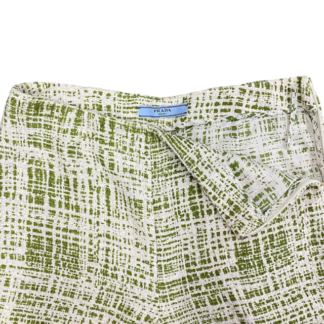 PRADA Prada низ брюки брюки шорты колено длина одежда твид белый зеленый [ размер 38]