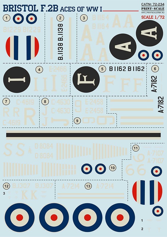 プリントスケール 72-234 1/72 ブリストルF.2B WWI エース_画像5